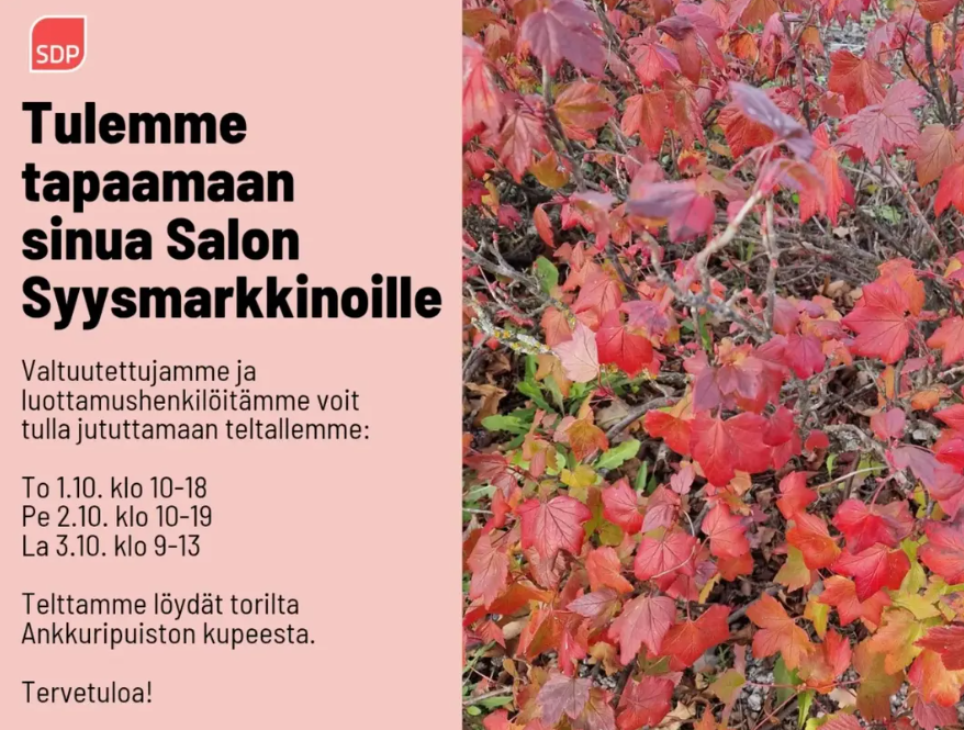 🌹 Salon SDP on mukana Salon syysmarkkinoilla!